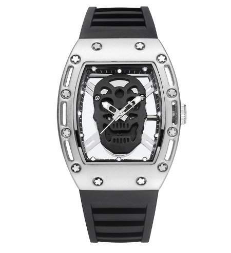 Men's Waterproof Quartz Sports Watch with Skull Design