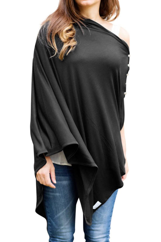 Byrd & Blume Maternity Nursing Cover Breathable Lightweight Breastfeeding Cover Wrap Shawl Scarf Poncho Full 360 (Black XL)