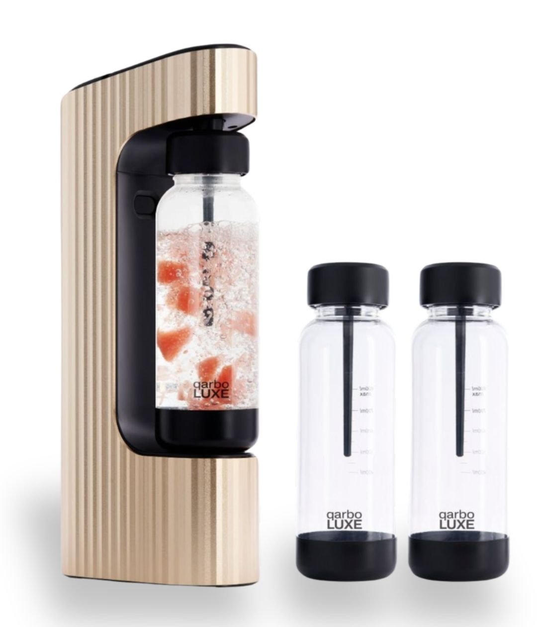 qarbo LUXE Sparkling Water and Beverage Maker with 2 Extra Bottles