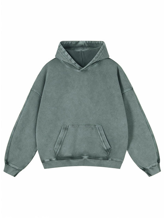 Adenorah Mens Hoodies Pullover Womens Oversized Y2K Fall Acid Wash Plain Cotton Heavyweight Hoodie Vintage Aesthetic Hooded Sweatshirt Green Large