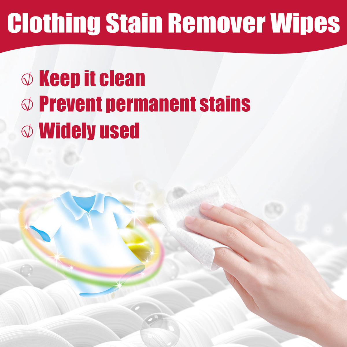 Jaysuing Deep Clean Wet Wipes for Clothes Stains
