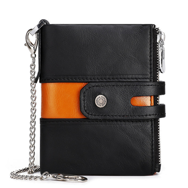 Men's Retro Leather Wallet with RFID Protection and Coin Purse