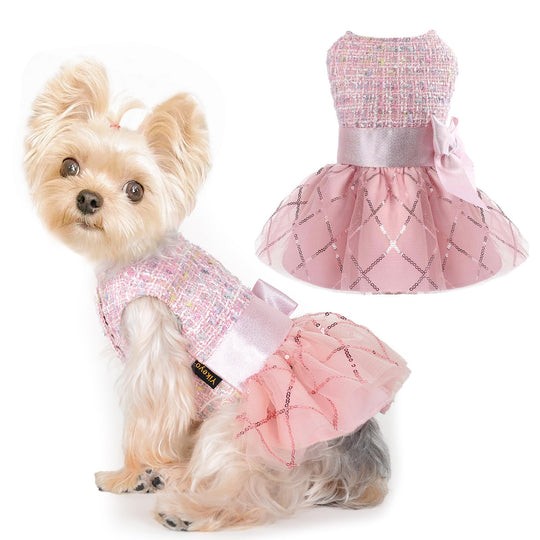 Dog Sweater Dog Winter Clothes for Small Dogs Boy Girl Fall Dog Dress Warm Fleece Chihuahua Yorkie Teacup Dog Sweaters Dresses Dog Sweater for Small Dogs Girl Cat Sweaters (Sequin Pink XX-Small)