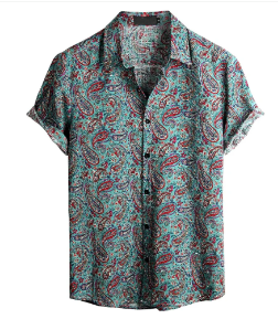Men's Hawaiian Print Short Sleeve Shirt (Single Piece)