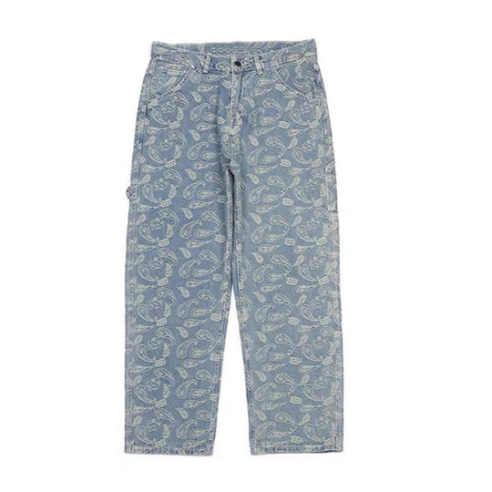 Men's Large Size Embroidered Wide Leg Hip-Hop Jeans