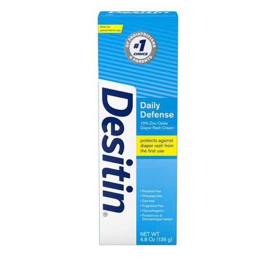 Desitin Daily Defense Baby Diaper Rash Cream with Zinc Oxide to Treat Relieve & Prevent diaper rash Hypoallergenic Dye- Phthalate- & Paraben-Free 4.8 oz