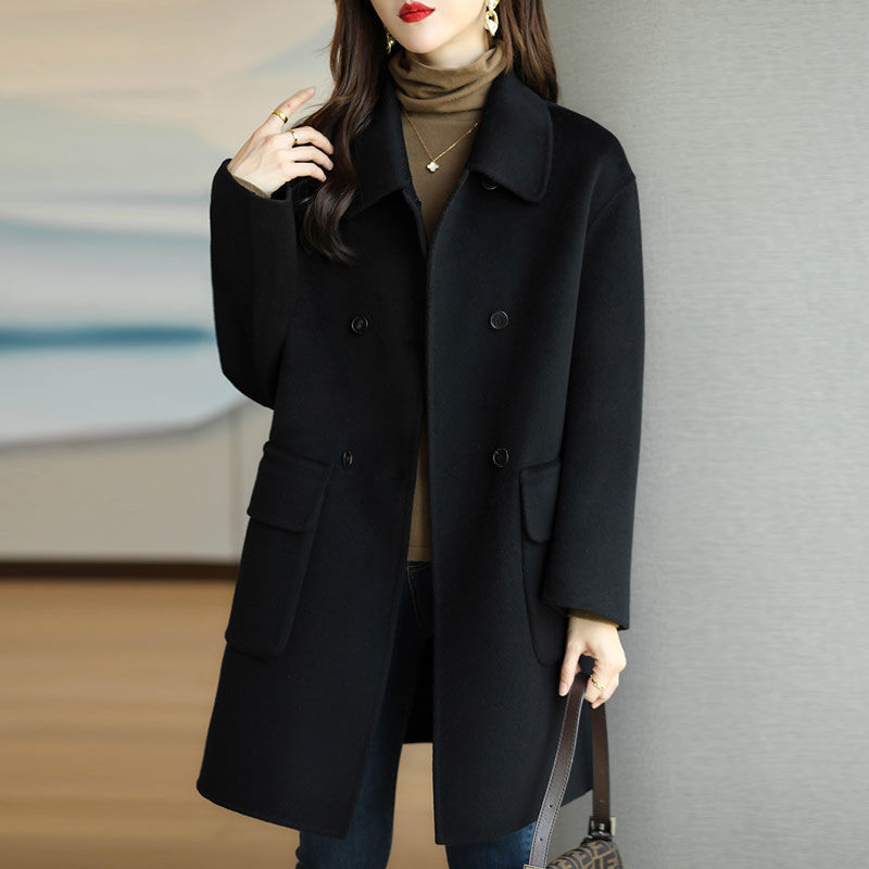 Mid-Length Woolen Coat for Women