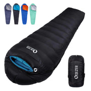 QEZER Down Sleeping Bag for Adults 20 Degree Cold Weather Sleeping Bag with 600 Fill Power Down Backpacking Ultralight Mummy Sleeping Bag