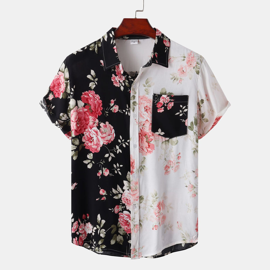 Men's Floral Short-Sleeved Hawaiian Beach Shirt