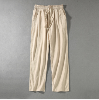 Linen Harem Pants with Drawstring - Men's Cotton Trousers