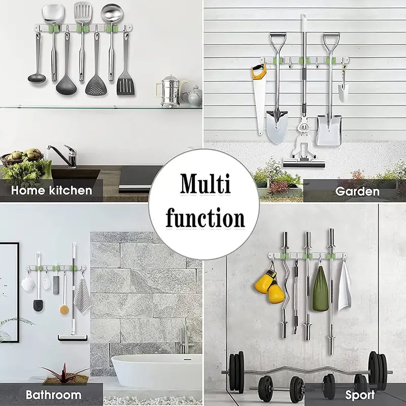 Wall Mounted Heavy Duty Broom and Mop Holder Organizer