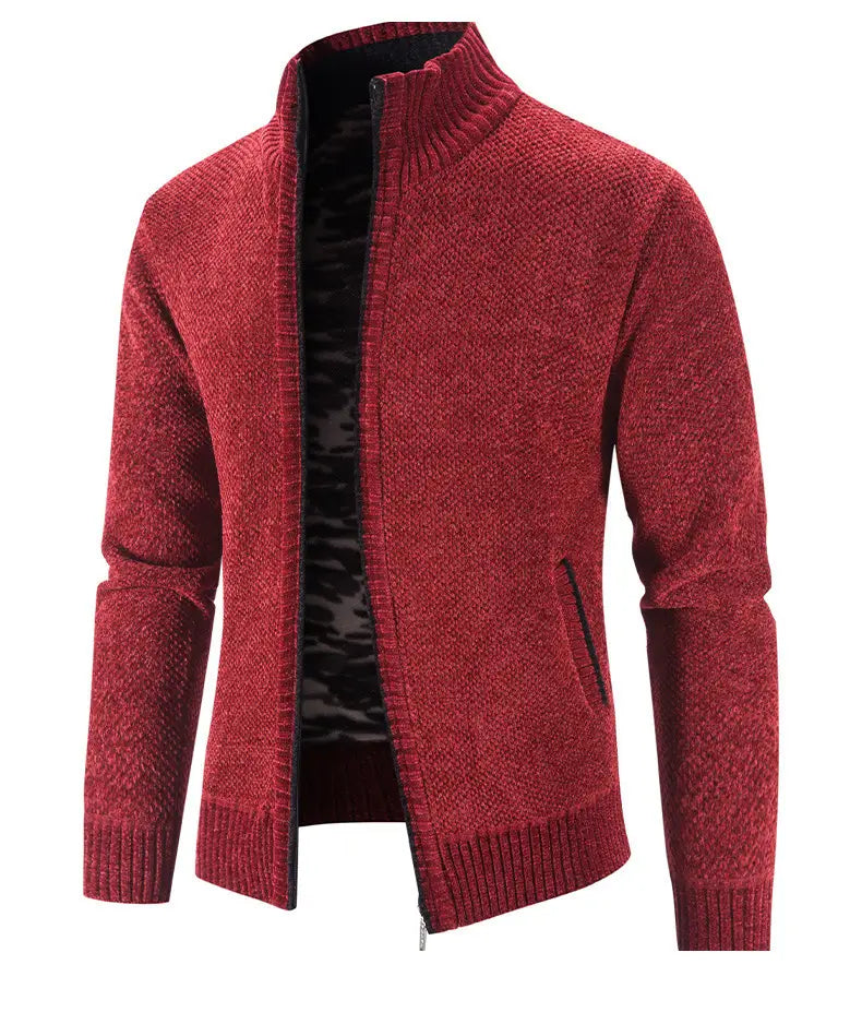 Men’s Fleece Lined Knitwear Jacket for Autumn Winter