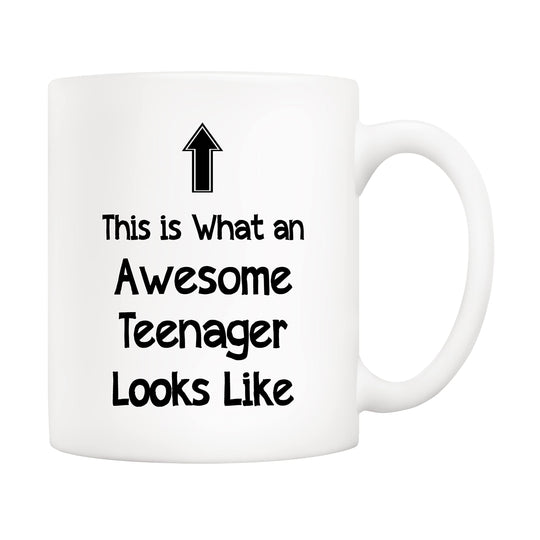 5Aup Christmas Gifts Funny Awesome Teenager Coffee Mug This Is What an Awesome Teenager Looks Like 11Oz Novelty Cups for Daughter Son Child Unique Birthday Gifts from Dad Mom