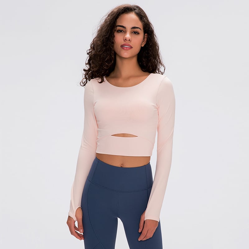 Women's Long-Sleeved Yoga Top with Chest Pad