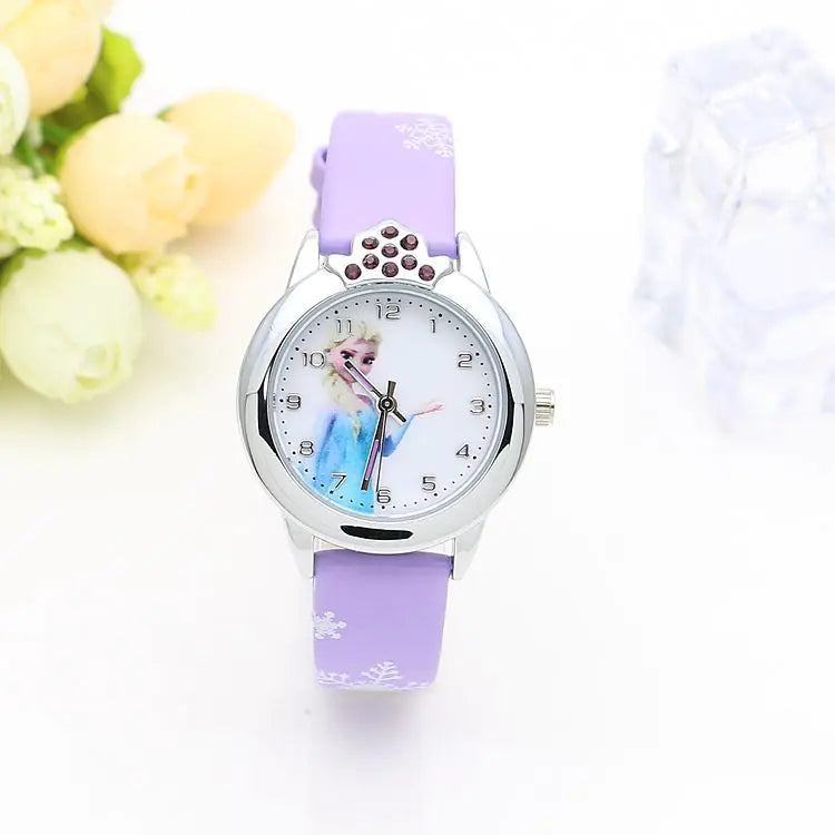 Cute Frozen Cartoon Kids' Watch with Leather Strap - Joomcy