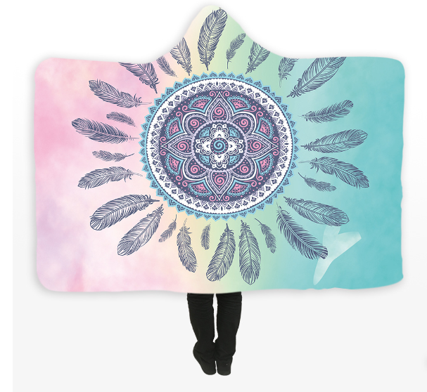 Unicorn Hooded Plush Blanket for Kids (Double Layer)
