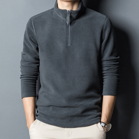 Men's High Neck Half-Zip Sweater & Long Sleeve T-Shirt