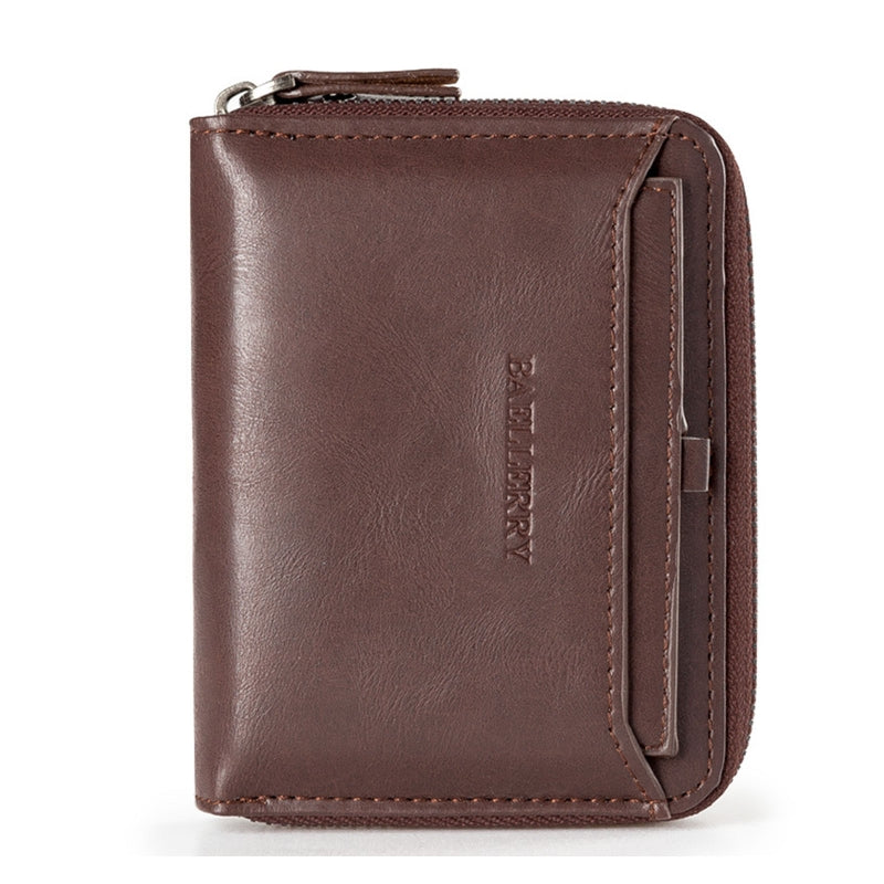 Retro Men's Zipper Wallet - PU Leather Coin Purse