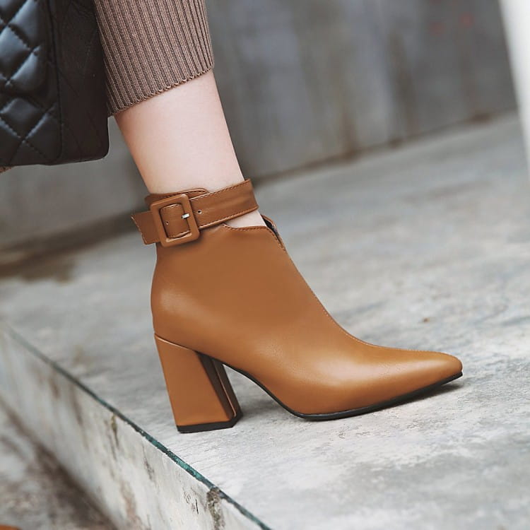 British Pointed Toe High Heel Women’s Boots with Zipper