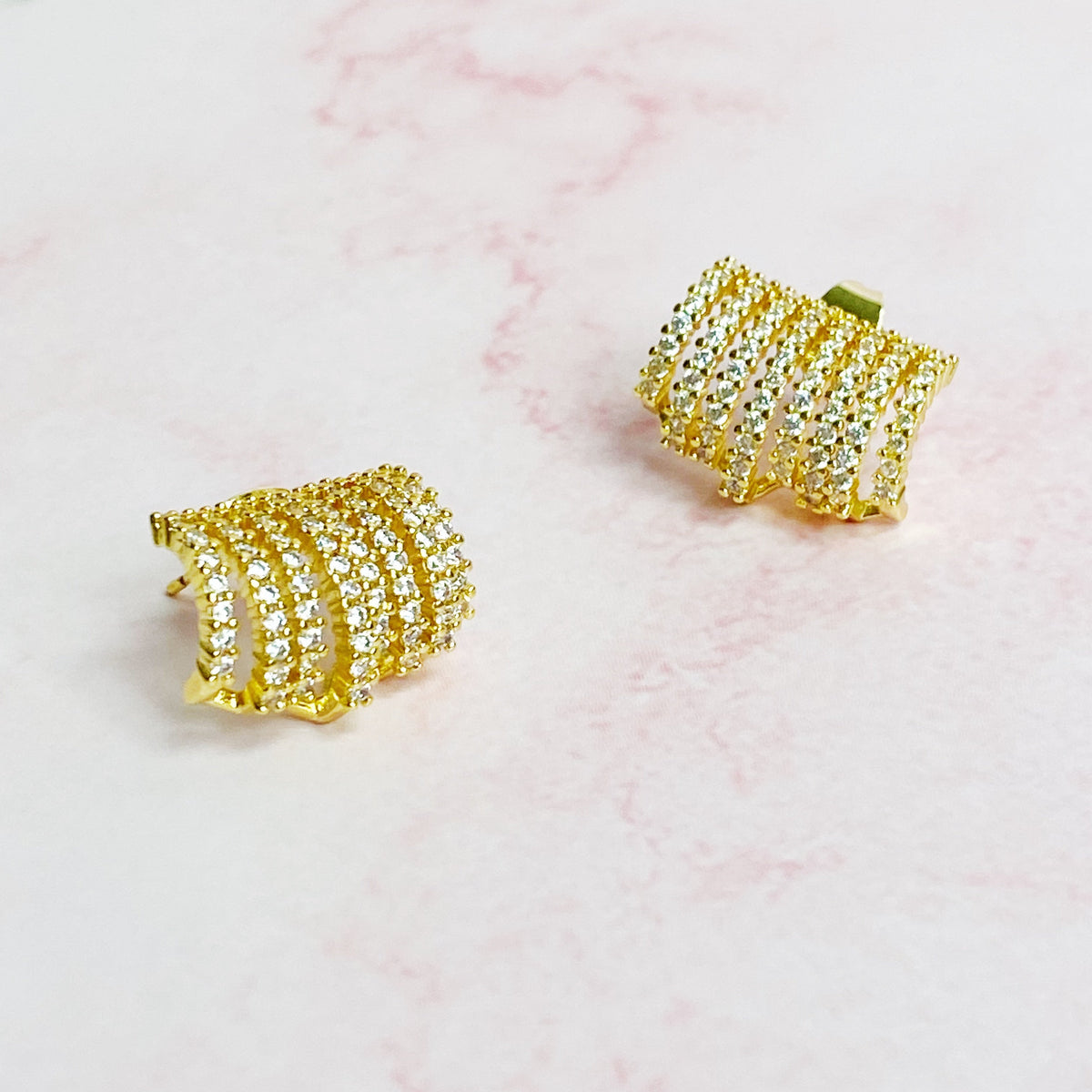 Shines In A Row Half Hoop Earrings