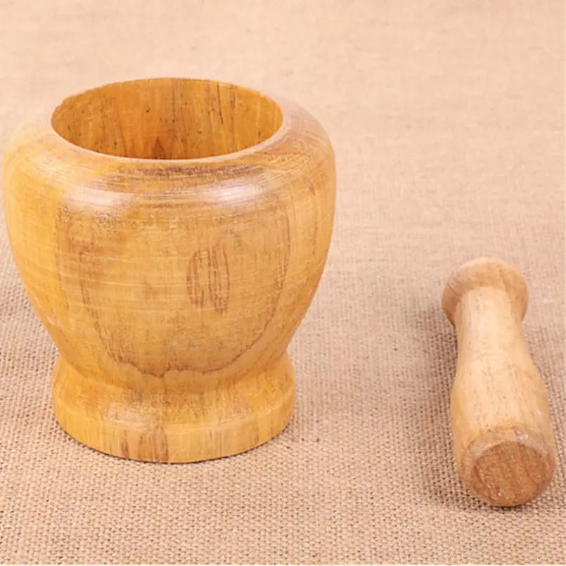 Wooden Garlic Masher and Mortar Kitchen Gadgets