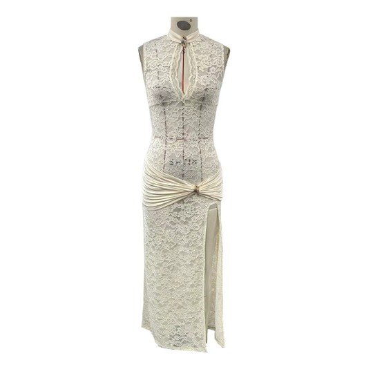 Sexy Lace Hollow-Out Slit Dress