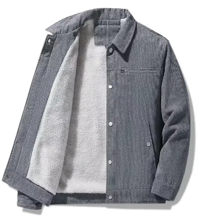 Men's Fleece Corduroy Winter Jacket - Thermal Parka (One)
