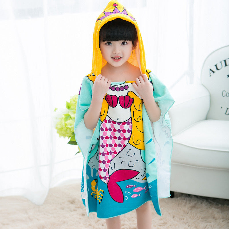 Children's Hooded Bathrobe with Soft, Absorbent Towel