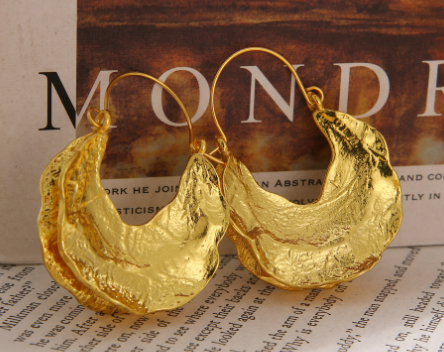 18K Gold Plated Half Pumpkin Hoop Earrings (One Pair)