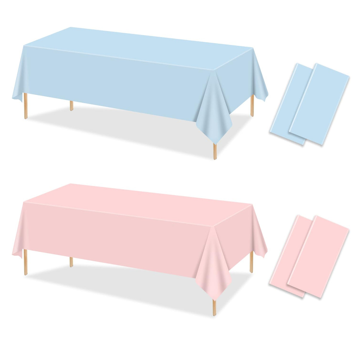 4Pcs Gender Reveal Table Cloths - Gender Reveal Table Decorations Rectangular Pink and Blue Tablecloth for Gender Reveal Decorations Boy or Girl Gender Reveal Party Supplies 51 x 86.6 Inch