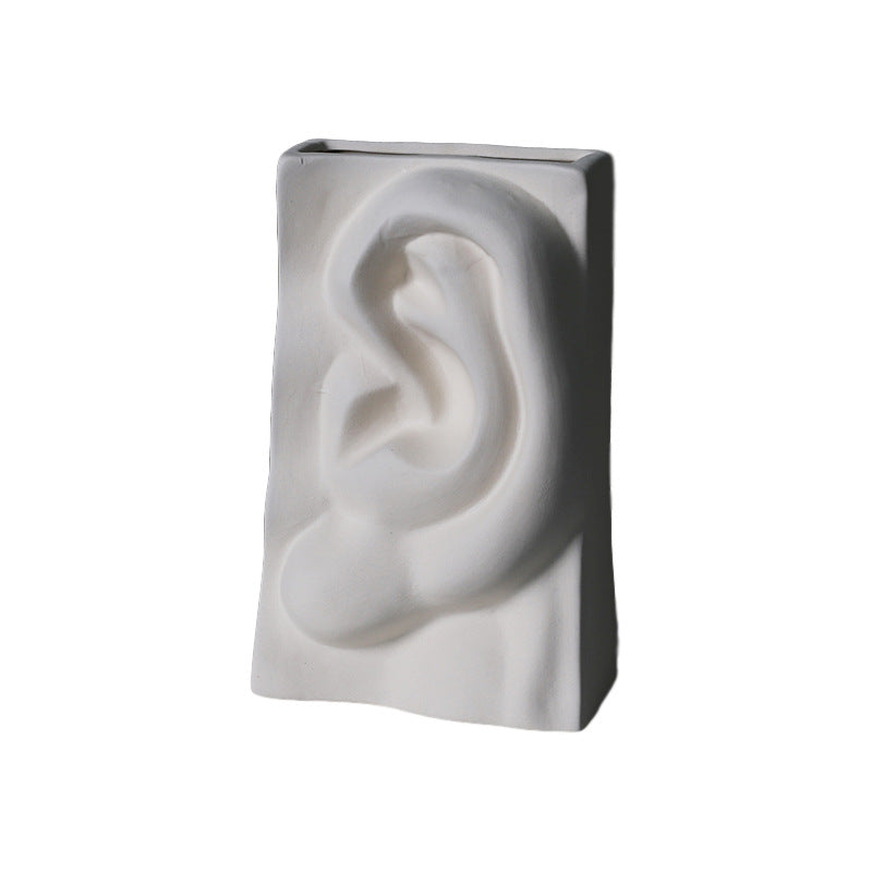 Abstract Face Vase with Flower Insert - Ceramic Decor