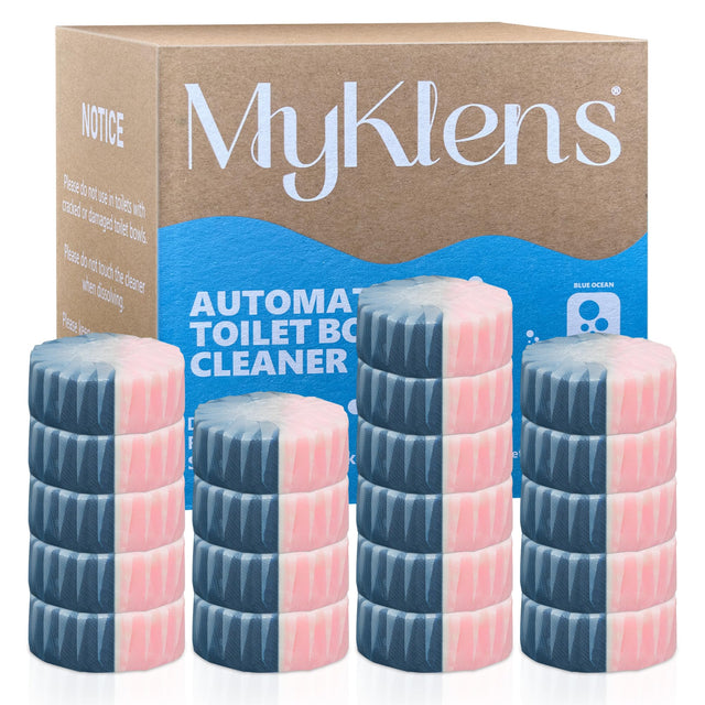 MyKlens Toilet Bowl Cleaner Tablets Automatic Toilet Bowl Cleaners Long-Lasting Toilet Tabs Drop in Tank for Deodorizing & Descaling Blue & Pink 20 Packs