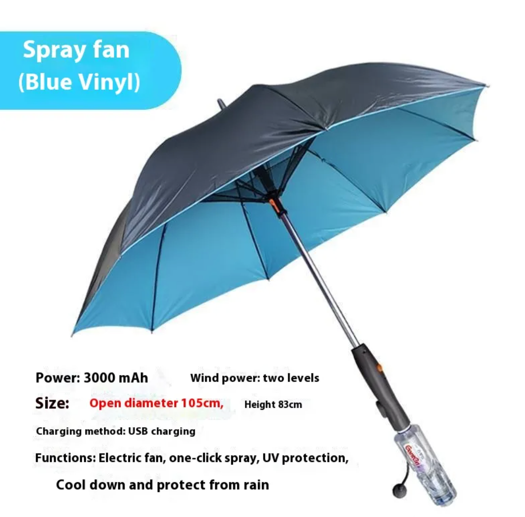 Cooling Mist Umbrella with Fan and Sprayer
