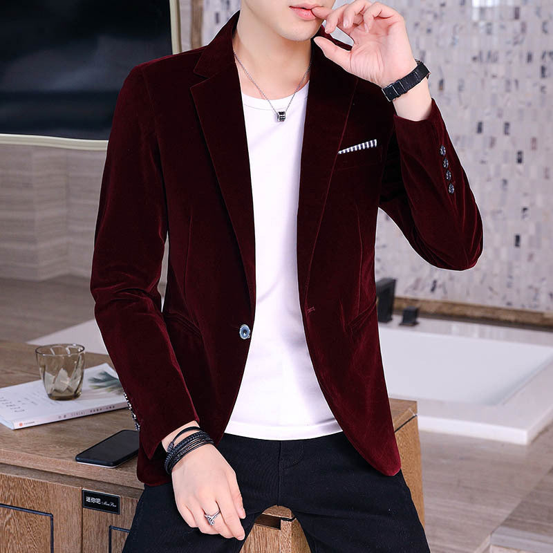 Autumn Men's Casual Slim Fit Corduroy Blazer