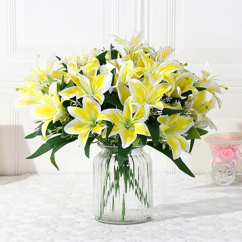 Lifelike Artificial Lily Flower Bouquet for Decoration