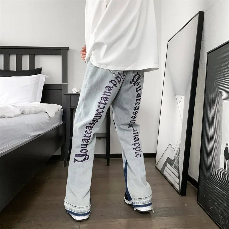 Men’s Denim Loose-Fitting Straight-Leg Wide-Leg Pants