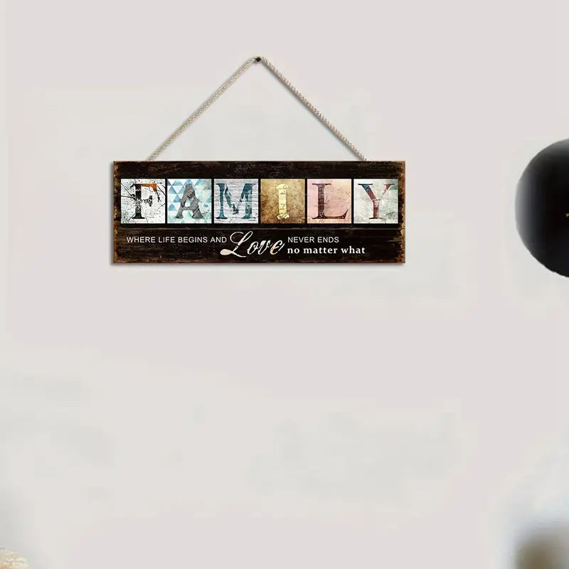Family Wooden Sign Inspirational Quote Wall Hanging Decor