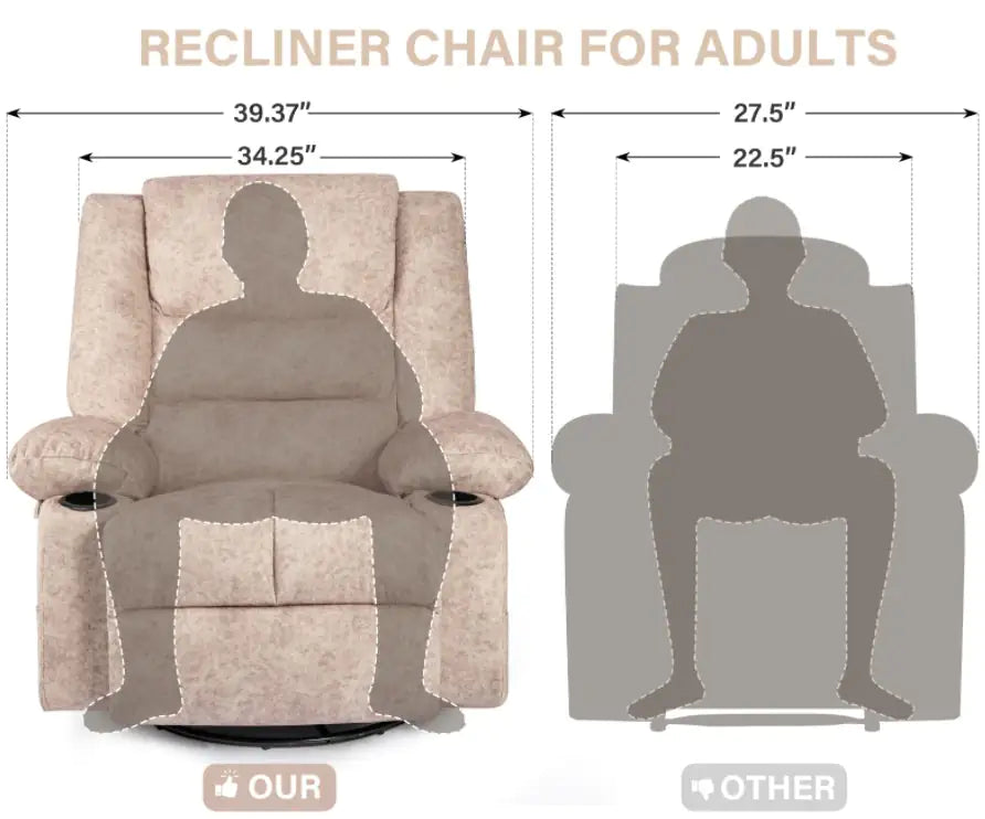 Beige Chaise Longue Sofa, Adult Swivel Lounger, Nursery Rocking Chair With Massage And Heating