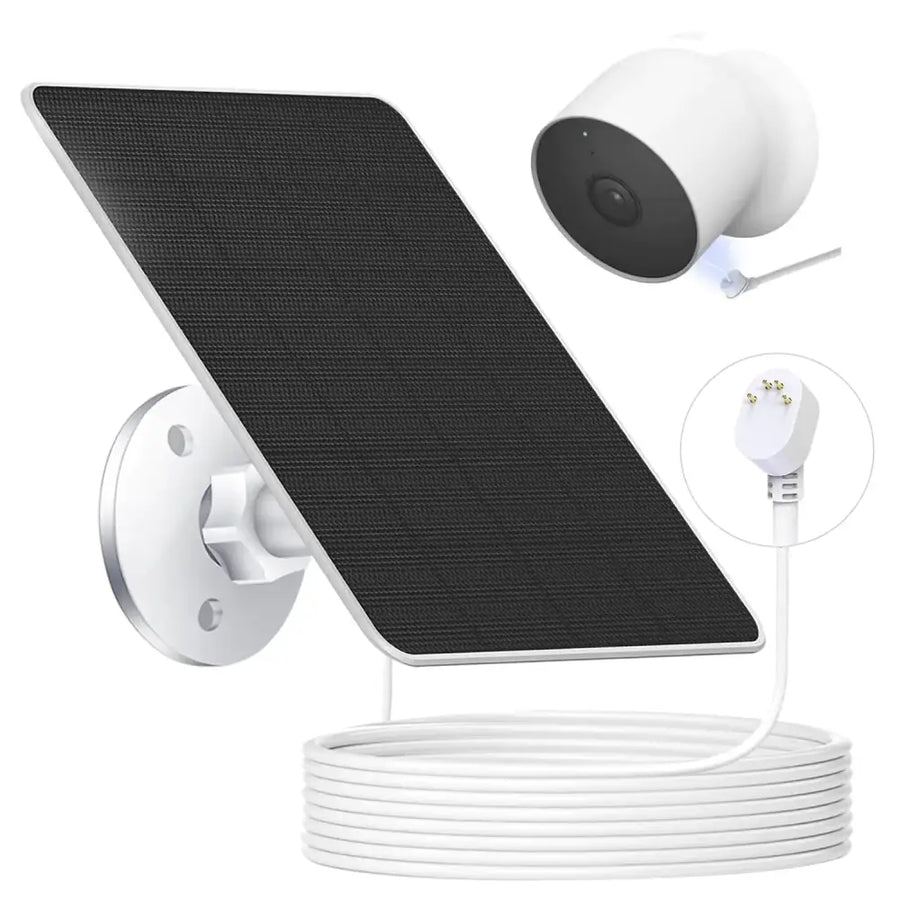 5W Solar Panel Charger Compatible with Google Nest Camera Outdoor & Indoor Solar Power Charger for Google Nest Cam with 13.1Ft Fast Charging Cable IP66 Waterproof - Made for Google Nest
