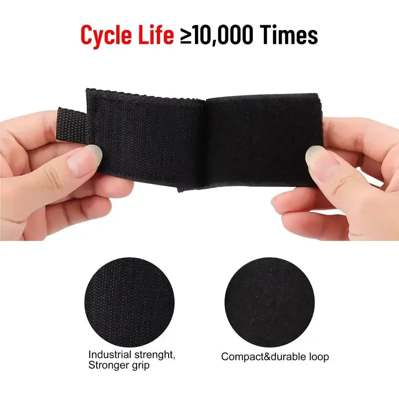 Black elastic strap with industrial-strength, textured fabric and a compact durable loop.