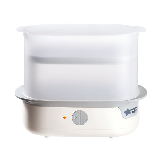 Tommee Tippee Supersteam Electric Steam Sterilizer for Baby Bottles Kills Viruses and 99.9% of Bacteria 5-Minute Sterilization Cycle White