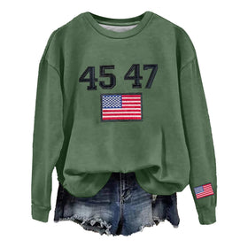 45 47 Shirt Womens Retro 45 47 Trump for President Sweatshirt45 47 Trump Sweatshirt WomenTrump 2025 Sweatshirt A-green