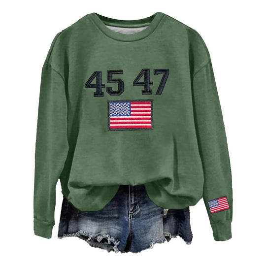 45 47 Shirt Womens Retro 45 47 Trump for President Sweatshirt45 47 Trump Sweatshirt WomenTrump 2025 Sweatshirt A-green