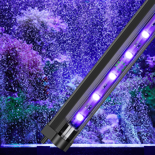 fishkeeper Submersible Fish Tank Light with Air Bubble Hole 6 W Aquarium Light Bubbler for Aquarium Tank Color Changing Brightness Adjustable Fish Tank Accessories Aquarium Bubbler Wall (28.9")
