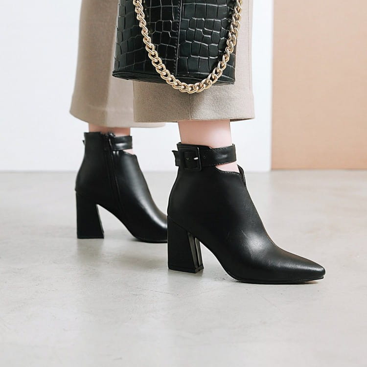 British Pointed Toe High Heel Women’s Boots with Zipper