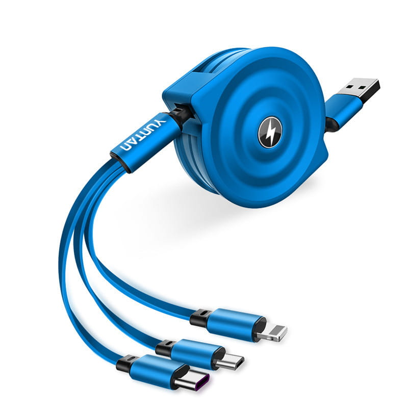 3-in-1 Retractable Fast Charging Data Cable (Type-C & Apple)