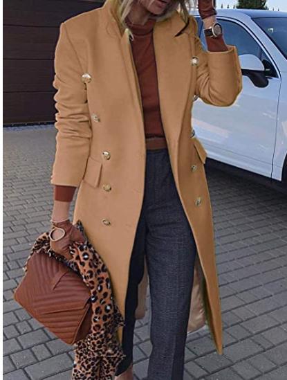Mid-Length Woolen Coat for Women