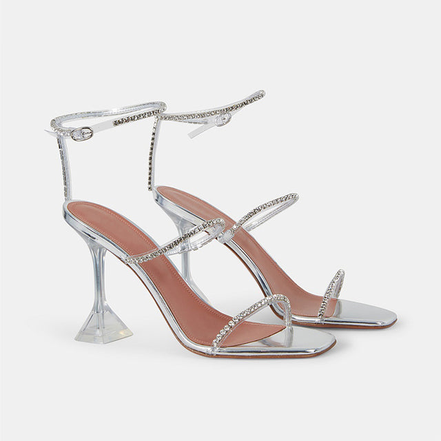 Crystal High Heel Buckle Strap Sandals for Women