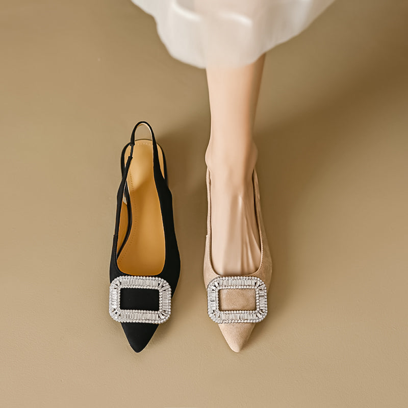 Women's Rhinestone Square Buckle Baotou Sandals