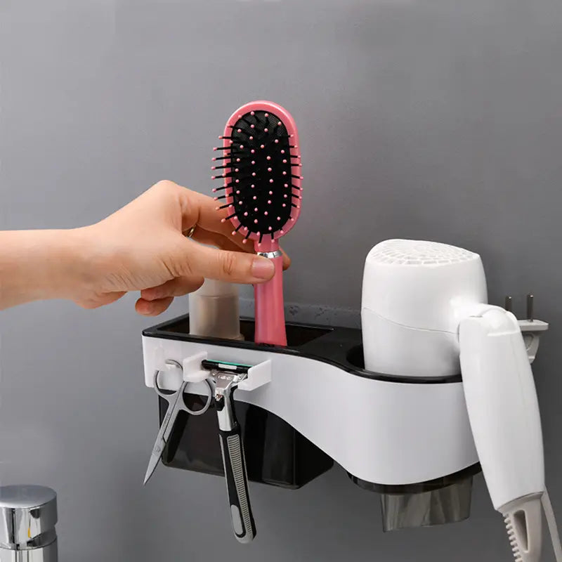 Multifunctional Wall-Mounted Hair Dryer Storage Rack